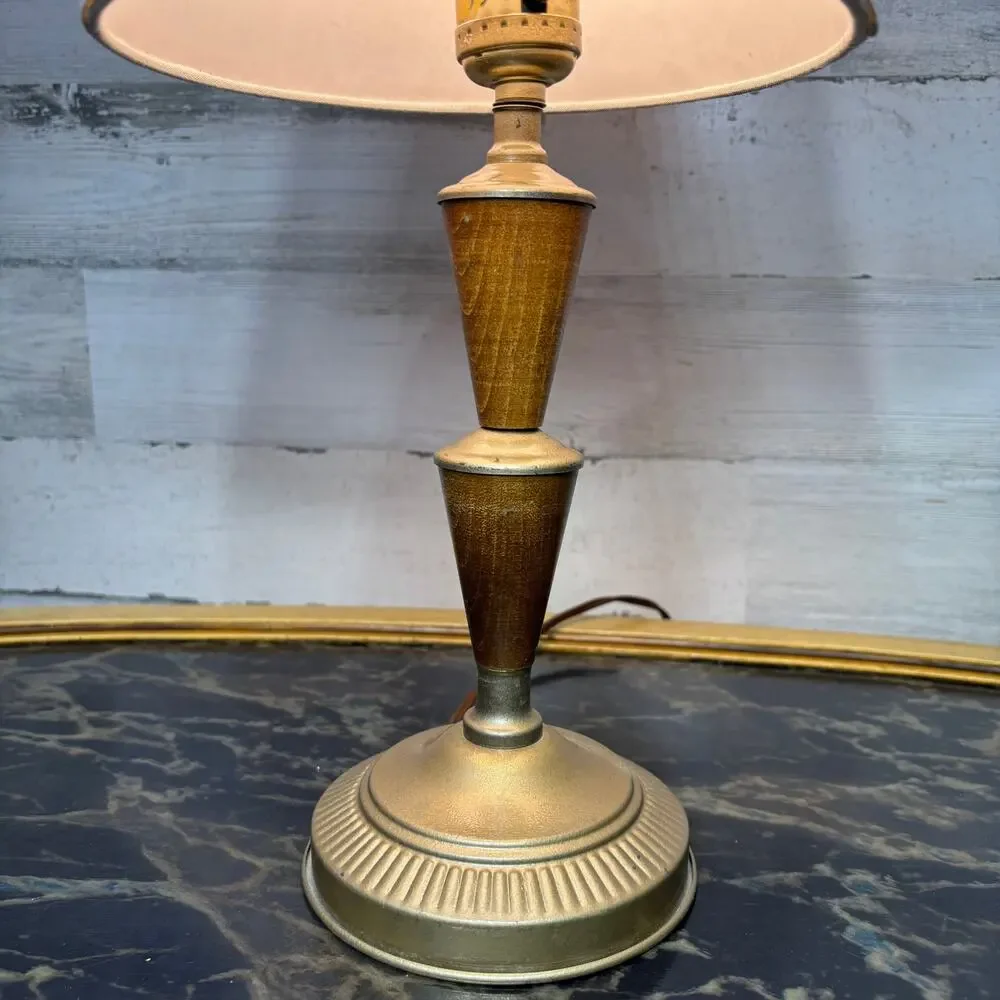 Mid Century Modern Wood and Metal Table Lamp MCM